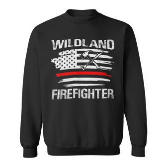 Firefighter Thin Red Line Wildland Firefighter American Flag Axe Fire Sweatshirt - Seseable