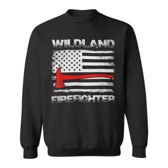 Firefighter Thin Red Line Wildland Firefighter American Flag Axe Fire_ V2 Sweatshirt - Seseable