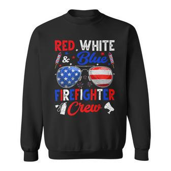 Firefighter Vintage Red White Blue Firefighter American Flag Sweatshirt - Seseable