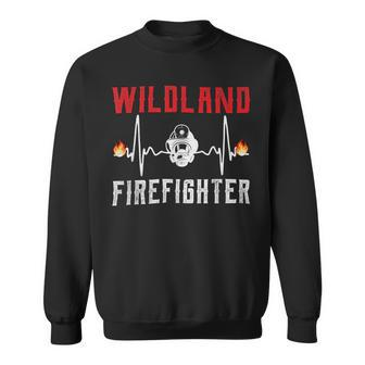 Firefighter Wildland Firefighter Fire Rescue Department Heartbeat Line Sweatshirt - Seseable