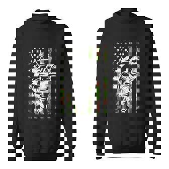 Fishing Camouflage Usa Flag Funny Bass Fisherman Sweatshirt - Monsterry