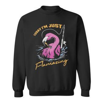 Fishing Flamingo Angler Flamazing Cool Bird Fisherman Sweatshirt - Thegiftio UK