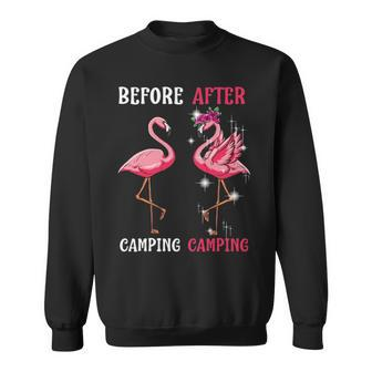 Flamingo Before After Camping Pink Flamingo Sweatshirt - Thegiftio UK