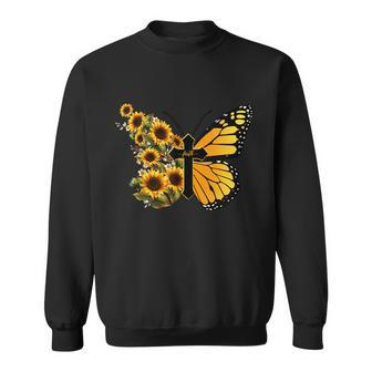 Floral Butterfly Faith Cross Sweatshirt - Monsterry