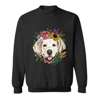 Floral Golden Retriever Dog Spring Nature Dog Lovers Gift Sweatshirt - Monsterry
