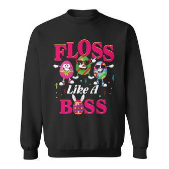 Floss Like A Boss Dabbing Easter Eggs Funny Rabbit Bunny Eggs Easter Day Matching For Kids Women Dancer Gifts Youth Sweatshirt - Thegiftio UK