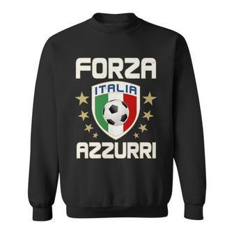 Forza Azzurri Italia Italy Shield Logo Soccer Team Sweatshirt - Monsterry
