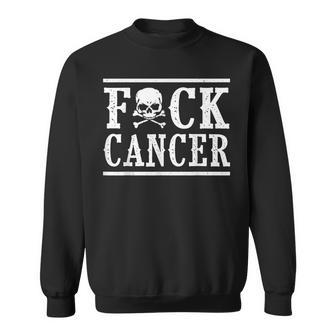 Fuck Cancer Skull And Crossbones Skeleton Breast Cancer Men Women Sweatshirt Graphic Print Unisex - Thegiftio UK