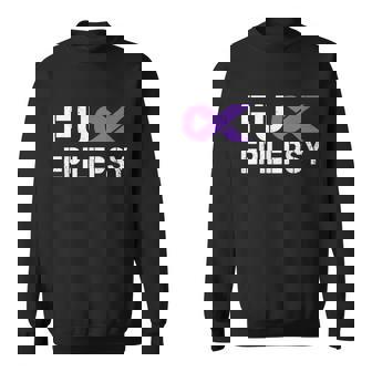 Fuck Epilepsy Awareness Month Purple Ribbon Warrior Fighter Sweatshirt - Thegiftio
