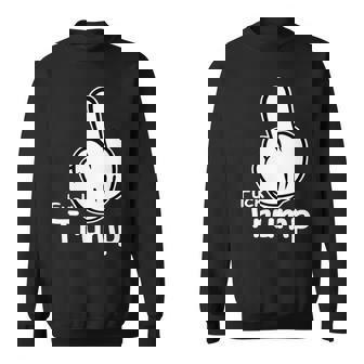 Fuck Trump Cartoon Middle Finger Resist Anti Trump Sweatshirt - Thegiftio