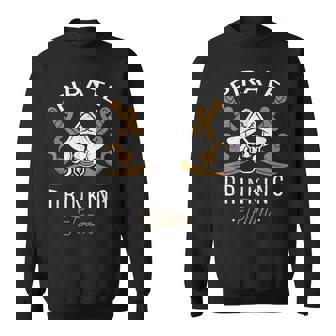 Fun Pirate Drinking Team Gift Jolly Roger Flag Dad Halloween Men Women Sweatshirt Graphic Print Unisex - Thegiftio