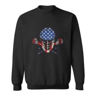 Funny 4Th Of July Lax Helmet Sticks American Flag Lacrosse Sweatshirt - Monsterry AU