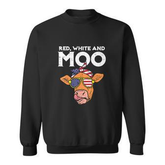 Funny 4Th Of July Red White And Moo Patriotic Cow Usa Flag Sweatshirt - Monsterry UK