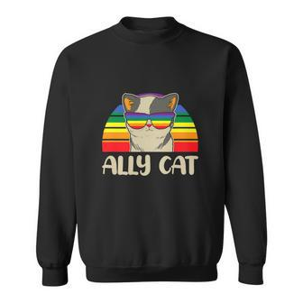 Funny Ally Cat Lgbt Gay Rainbow Pride Flag Sweatshirt - Thegiftio UK
