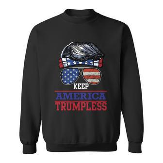Funny American Flag Sunglasses Keep America Trumpless Gift V2 Sweatshirt - Monsterry AU