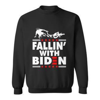Funny Biden Falls Off Bike Joe Biden Fallin With Biden Sweatshirt - Monsterry