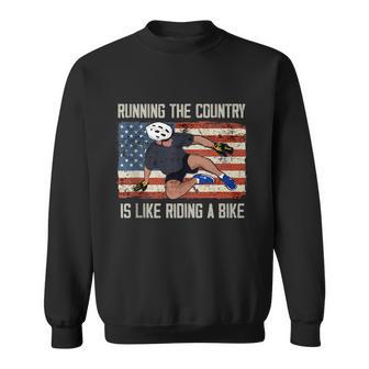 Funny Biden Falls Off Bike Running The Country Like Riding A Bike V4 Sweatshirt - Monsterry