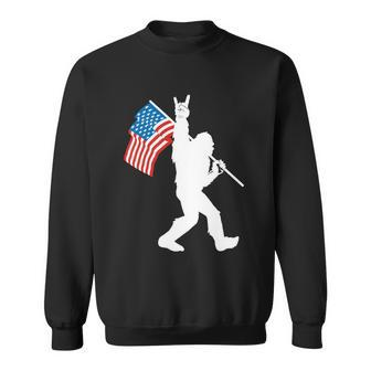 Funny Bigfoot 4Th Of July Rock And Roll Usa Flag For Sasquatch Believers Sweatshirt - Monsterry