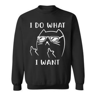 Funny Cat I Do What I Want With My Cat Funny Gift Men Women Sweatshirt Graphic Print Unisex - Thegiftio UK