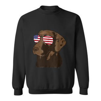 Funny Chocolate Lab American Flag Dog 4Th Of July Sweatshirt - Monsterry