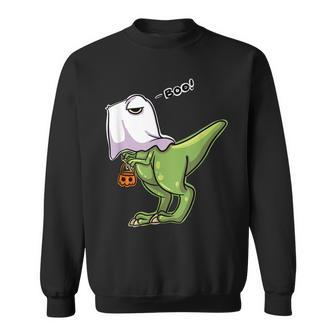 Funny Dinosaur Dressed As Halloween Ghost For Trick Or Treat Sweatshirt - Seseable