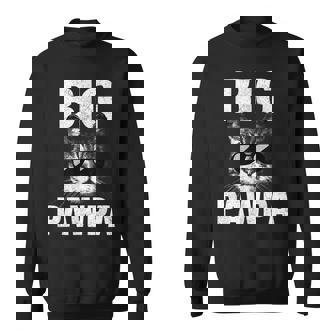 Funny Distressed Black And White Cat Kitten Big Pawpa Sweatshirt - Thegiftio