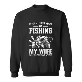 Funny Fishing Angler Gift Fish Fishing Rod Love My Wife Graphic Design Printed Casual Daily Basic Sweatshirt - Thegiftio UK