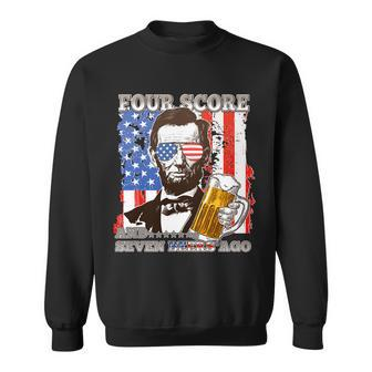 Funny Four Score And Seven Beers Ago Abe Lincoln Sweatshirt - Monsterry