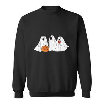 Funny Ghost Dogs Pumpkin Halloween Costume Spooky Season Graphic Design Printed Casual Daily Basic Sweatshirt