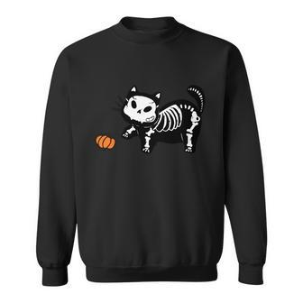 Funny Halloween Cute Cat Skeleton Skull Halloween Pumpkin Graphic Design Printed Casual Daily Basic Sweatshirt - Thegiftio UK