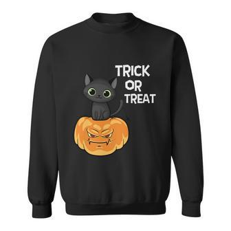 Funny Halloween Cute Cat Trick Or Treat Black Cat Halloween Graphic Design Printed Casual Daily Basic Sweatshirt - Thegiftio UK