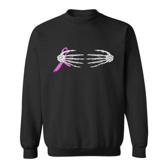 Funny Halloween Cute Halloween Breast Cancer Skeleton Hands Graphic Design Printed Casual Daily Basic Sweatshirt - Thegiftio UK