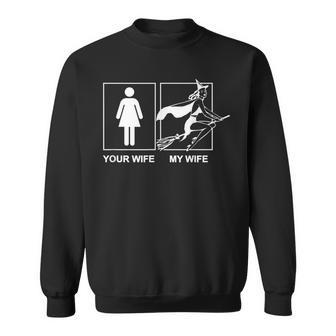 Funny Halloween Flying Witch Wife Novelty For Spouse Sweatshirt - Seseable