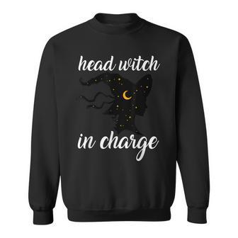 Funny Halloween Head Witch In Charge Sweatshirt - Seseable