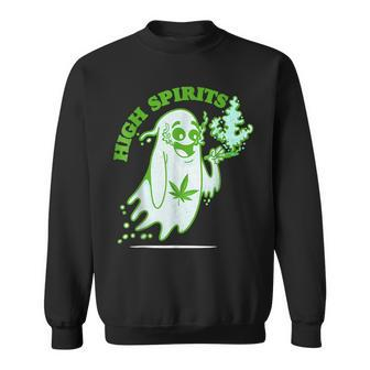 Funny Halloween Marijuana Cannabis Ghost Design Weed Smokers Men Women Sweatshirt Graphic Print Unisex - Thegiftio UK