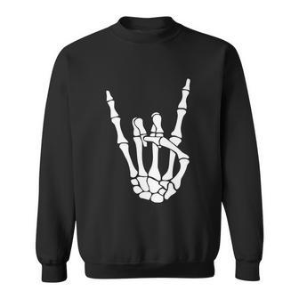 Funny Halloween Skeleton Hand Horns Rock N Roll Music Lover Graphic Design Printed Casual Daily Basic Sweatshirt - Thegiftio UK