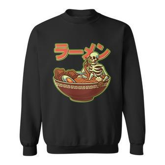 Funny Halloween Skeleton Japanese Ramen Bowl Graphic Design Printed Casual Daily Basic Sweatshirt - Thegiftio UK