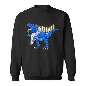 Funny Hanukah Menorasaurus T-Rex Dinosaur Sweatshirt - Monsterry