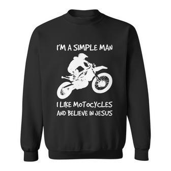 Funny Men Like Motocycles And Believe In Jesus Sweatshirt - Monsterry CA