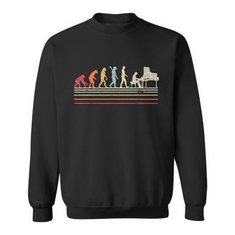 Funny Piano Gift Retro Vintage Evolution Of Man Gift Graphic Design Printed Casual Daily Basic Sweatshirt - Thegiftio UK