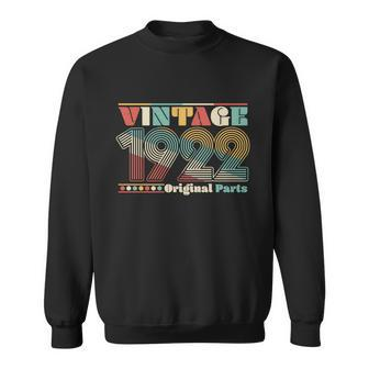 Funny Retro 60S 70S Style Vintage 1922 Original Parts 100Th Birthday Sweatshirt - Thegiftio UK