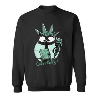 Funny Statue Of Liberty Cat | Liberkitty 4Th July Black Cat Sweatshirt - Seseable