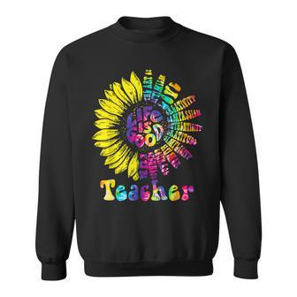 Funny Teacher Tie Dye Teaching Daisy Sunflower Hippie Women Sweatshirt - Thegiftio UK
