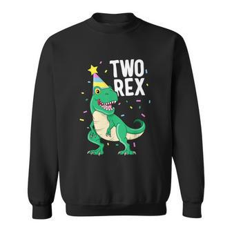Funny Two Rex 2Nd Birthday Boy Gift Trex Dinosaur Party Happy Second Gift Sweatshirt - Monsterry