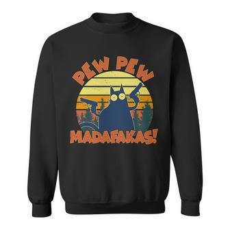 Funny Vintage Pew Pew Madafakas Gun Cat Tshirt Sweatshirt - Monsterry AU