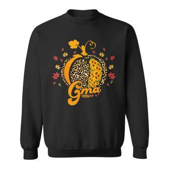 G-Ma Pumpkin Leopard Print Sunflower Grandma Halloween Fall Sweatshirt - Seseable