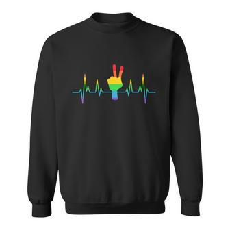 Gay Lesbian Lgbt Heartbeat Say Hi Lgbt Pride Parade Graphic Design Printed Casual Daily Basic Sweatshirt - Thegiftio UK
