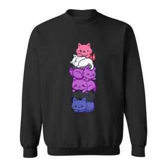 Genderfluid Pride Cat Lgbt Gender Fluid Flag Cute Cats Pile Gift Sweatshirt - Monsterry