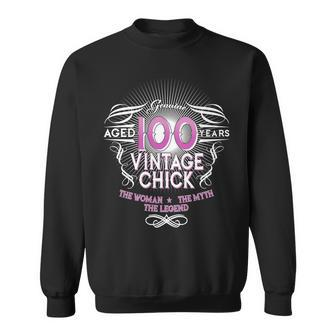 Genuine Aged 100 Years Vintage Chick 100Th Birthday Graphic Design Printed Casual Daily Basic V2 Sweatshirt - Thegiftio UK
