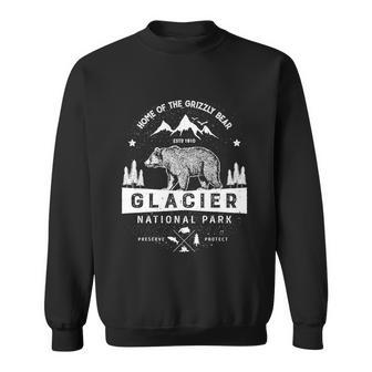 Glacier National Park Gift Vintage Montana Bear Men Women Graphic Design Printed Casual Daily Basic Sweatshirt - Thegiftio UK